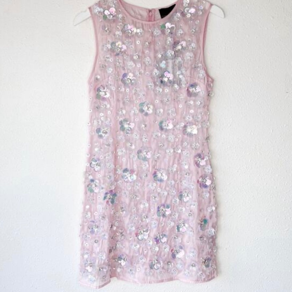 Cynthia Rowely Pink 3D Floral Design Dress